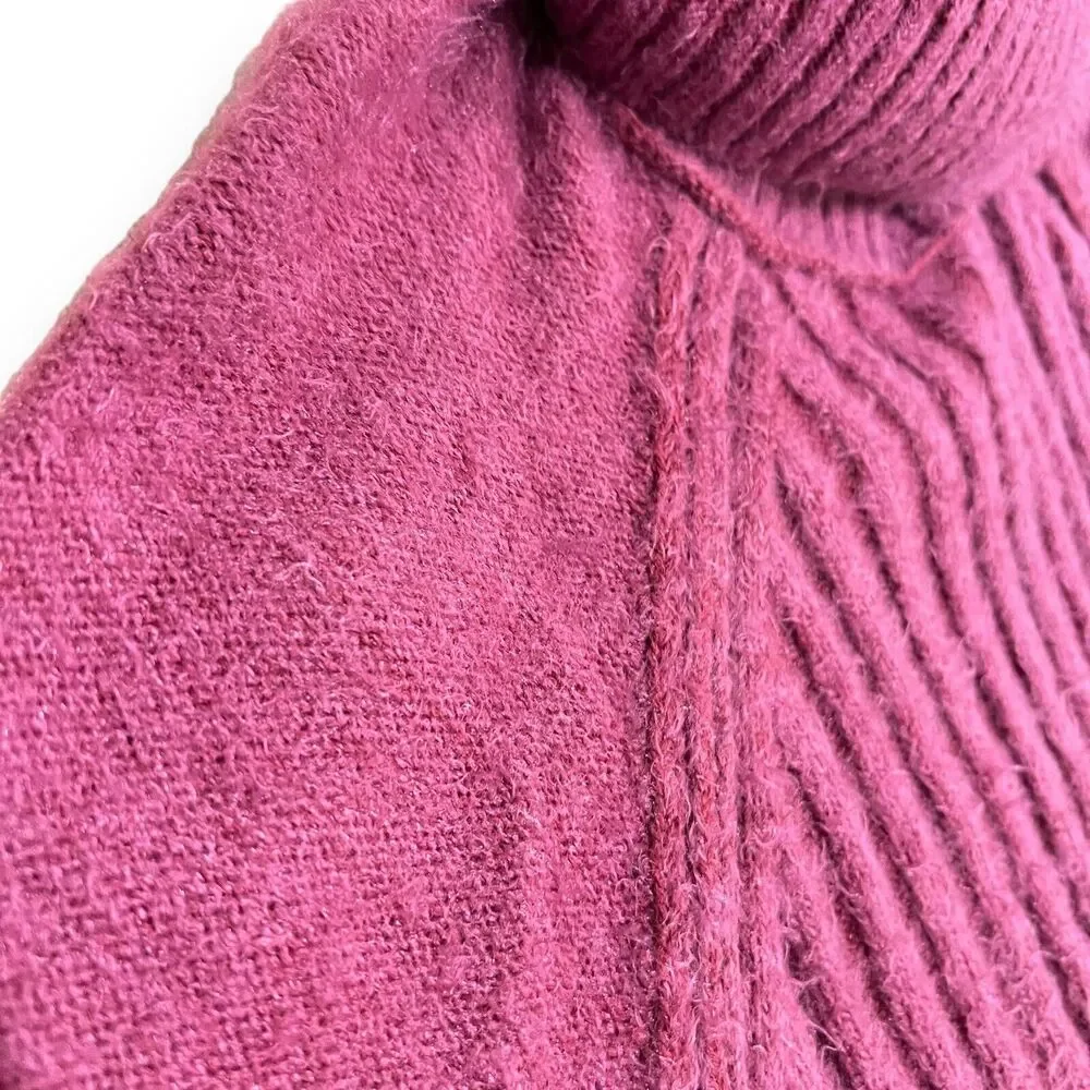 NWT Free People Big City Turtleneck Sweater Mulberry Size L Oversized Fuzzy $168